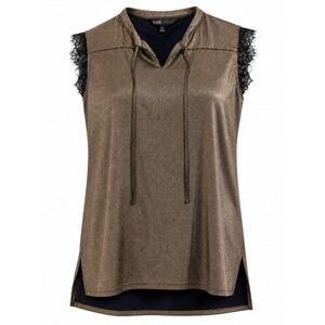 LuLaRoe Elegant Womens XL Metallic Gold Sleeveless Lace Trim Tunic Top